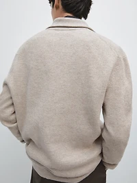 Mock neck knit sweater with zip