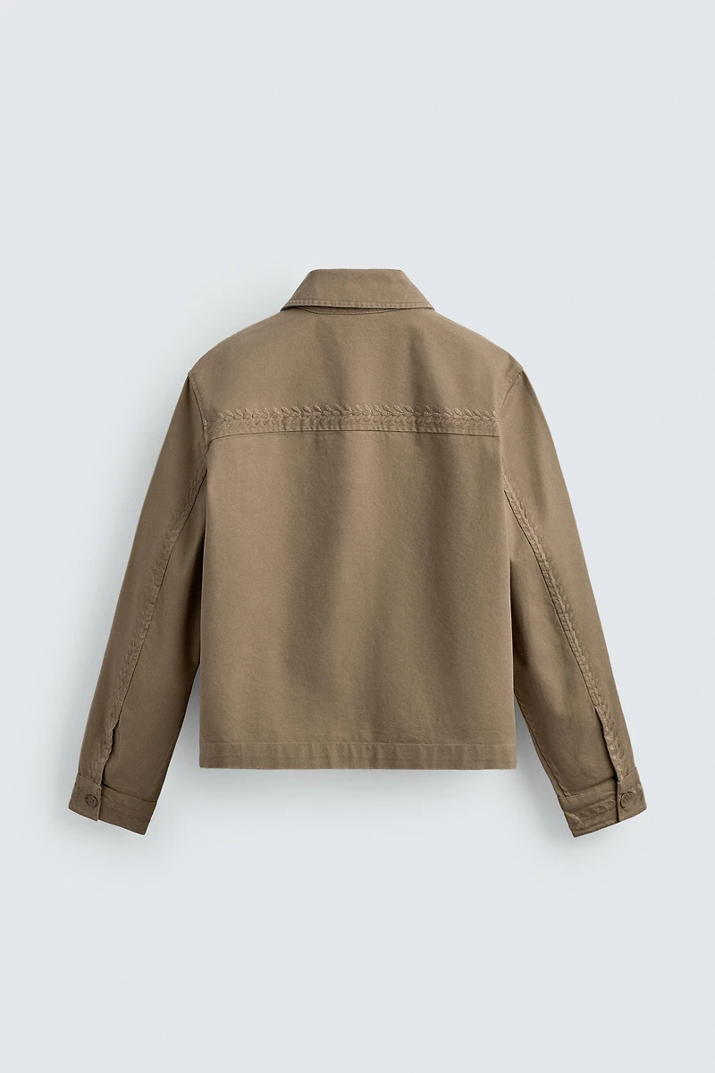 EMBROIDERED BOXY FIT OVERSHIRT