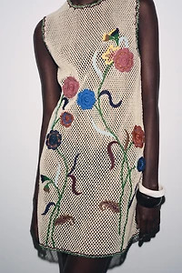CROCHET DRESS WITH FLORAL EMBROIDERY ZW COLLECTION