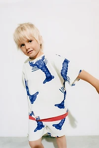ENSEMBLE JOGGING T-SHIRT ET BERMUDA HOMARD