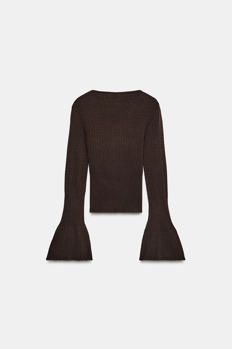 FITTED KNIT FLARED SLEEVE JUMPER
