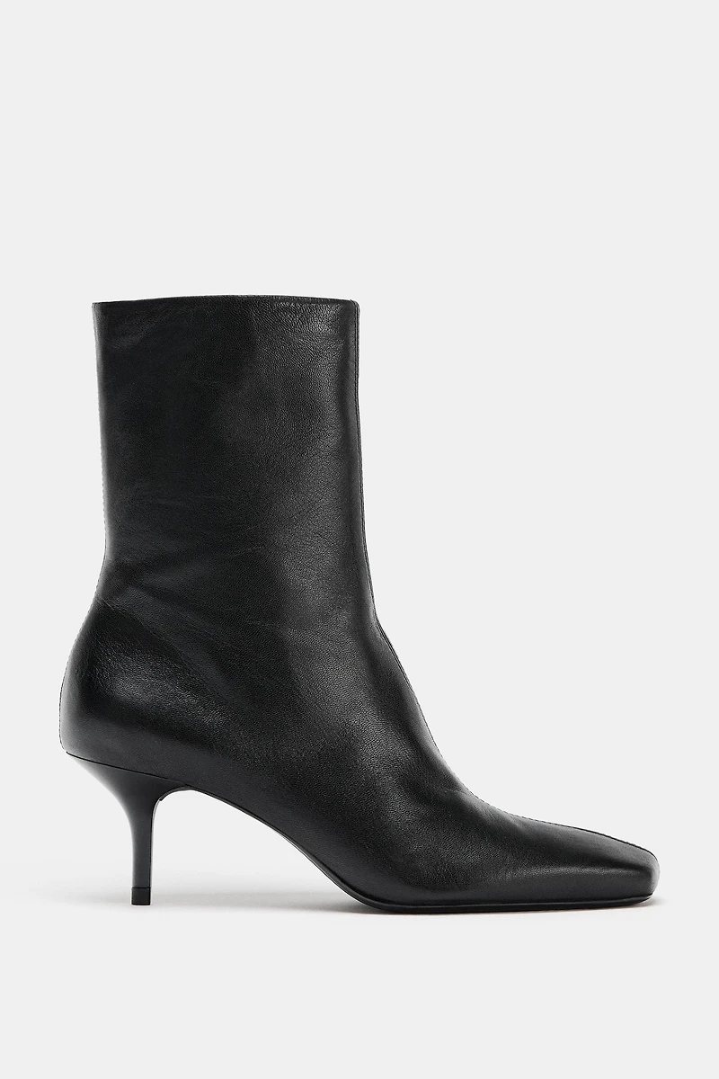 SOFT LEATHER STILETTO ANKLE BOOTS