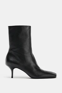 SOFT LEATHER STILETTO ANKLE BOOTS