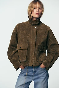 100% LEATHER BOMBER JACKET