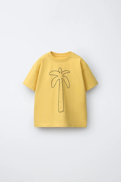EMBROIDERED PALM TREE T-SHIRT