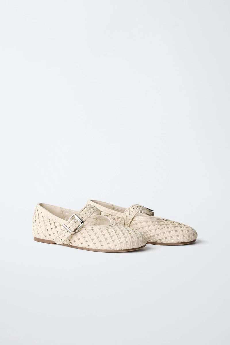 RAFFIA EFFECT BALLET FLATS
