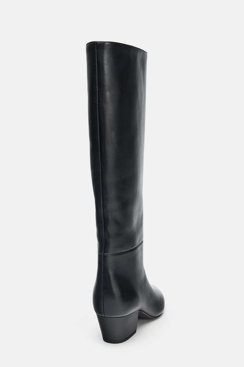 HEELED LEATHER BOOTS
