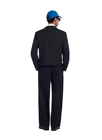 100% WOOL SUIT STRAIGHT FIT PANTS