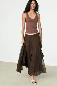 Flowing flared midi skirt