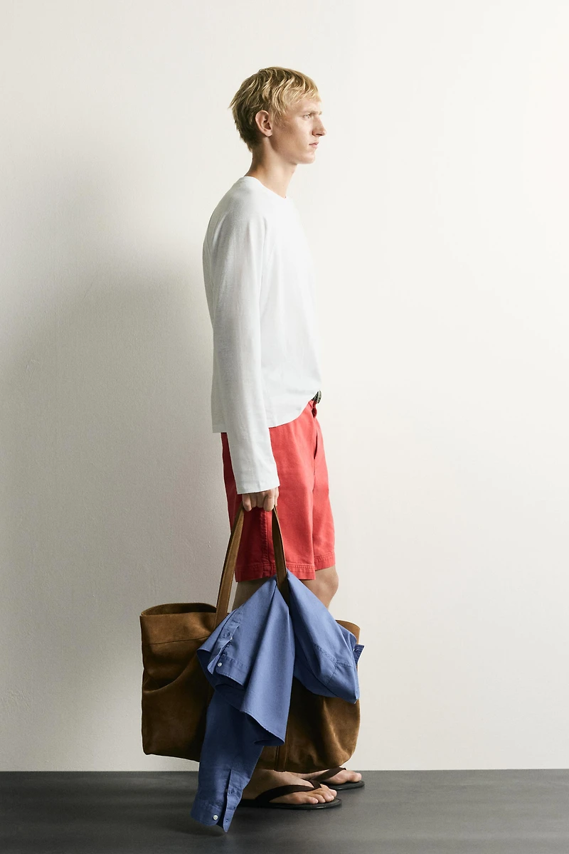 T-SHIRT COLOR BLOCK EN COTON ET LIN