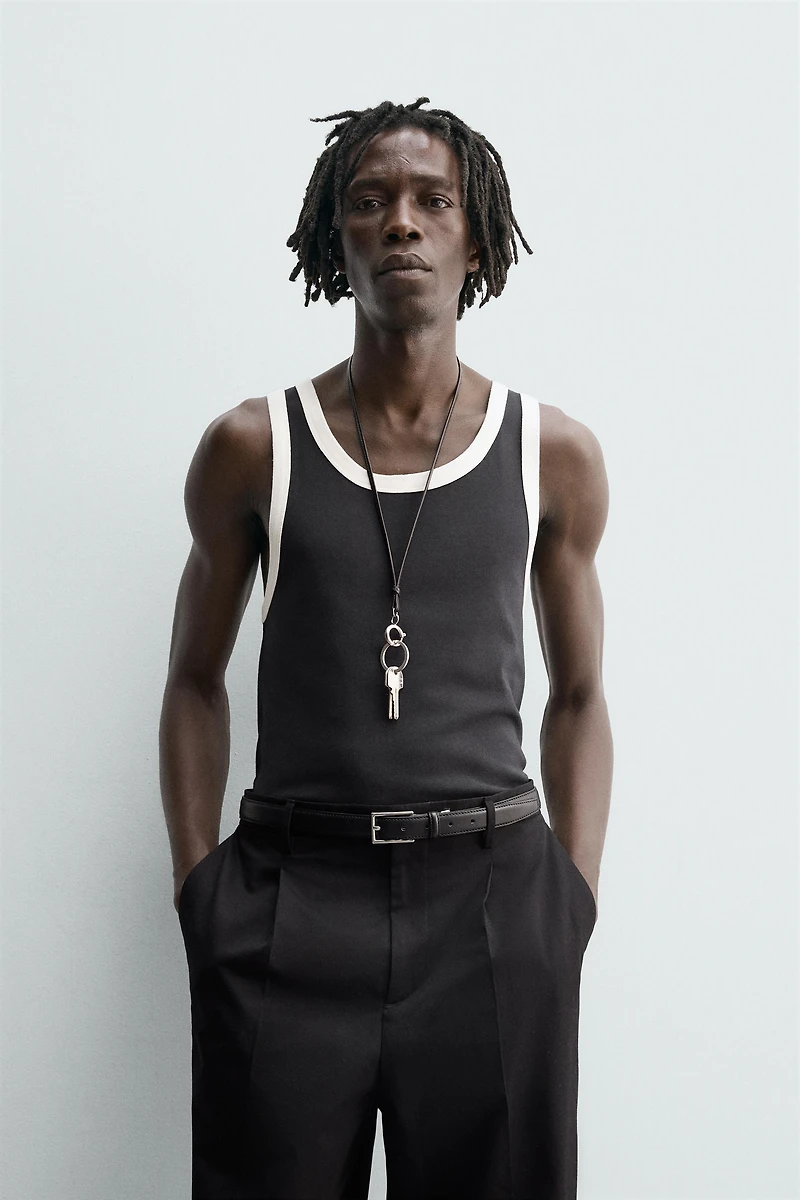 CONTRAST RIB TANK TOP