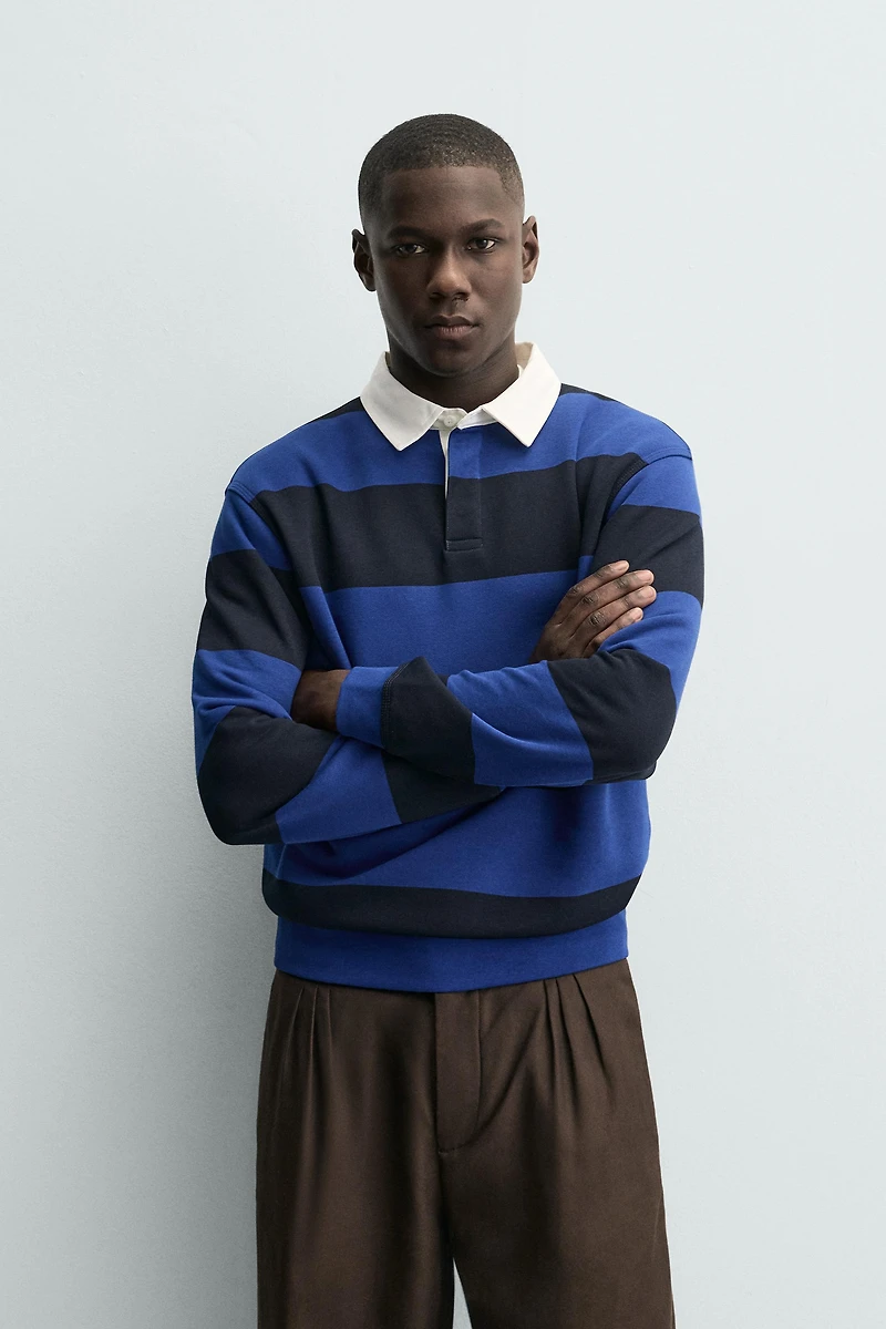 CONTRAST COLLAR POLO SWEATSHIRT