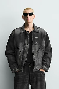 BOXY FIT DENIM JACKET WITH FIREMAN CLASPS
