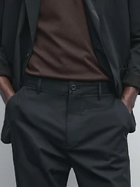 Pantalon tapered fit en coton mélang