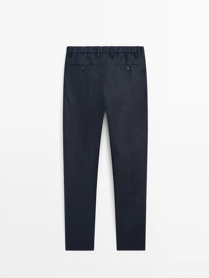 Pantalon regular fit 100 % lin