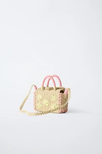 FAUX RAFFIA FLOWER BAG