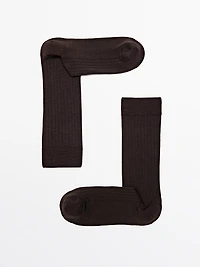 Ribbed silk blend socks