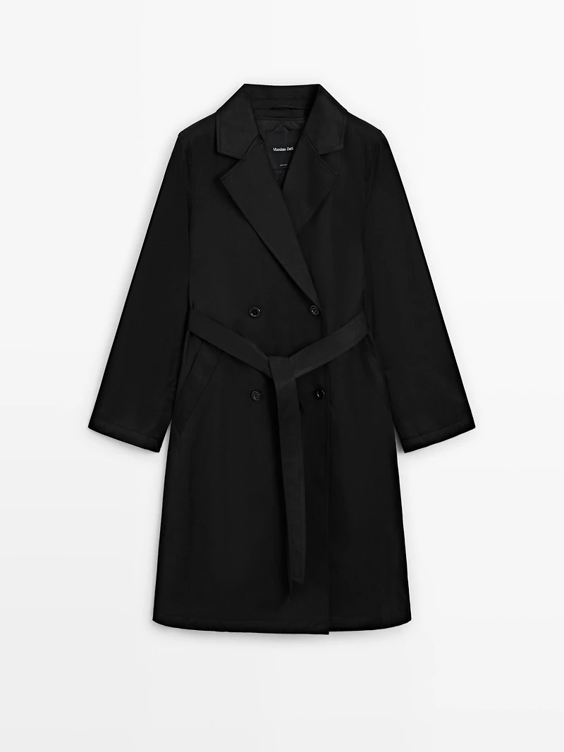 Long trench coat with inner waistcoat