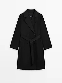 Long trench coat with inner waistcoat