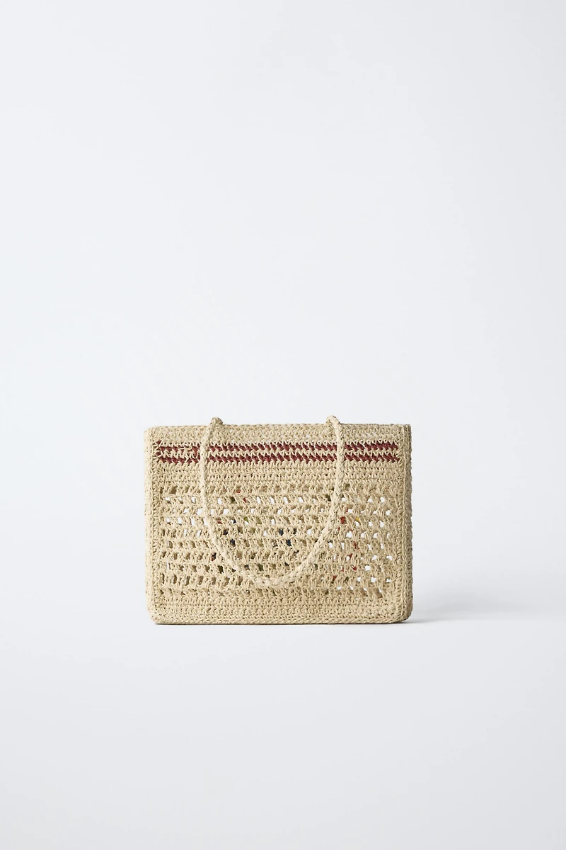 SAC SHOPPER EN RAFIA À FLEURS