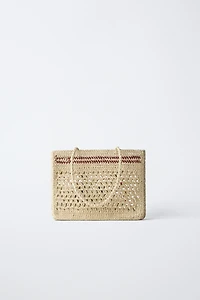 SAC SHOPPER EN RAFIA À FLEURS