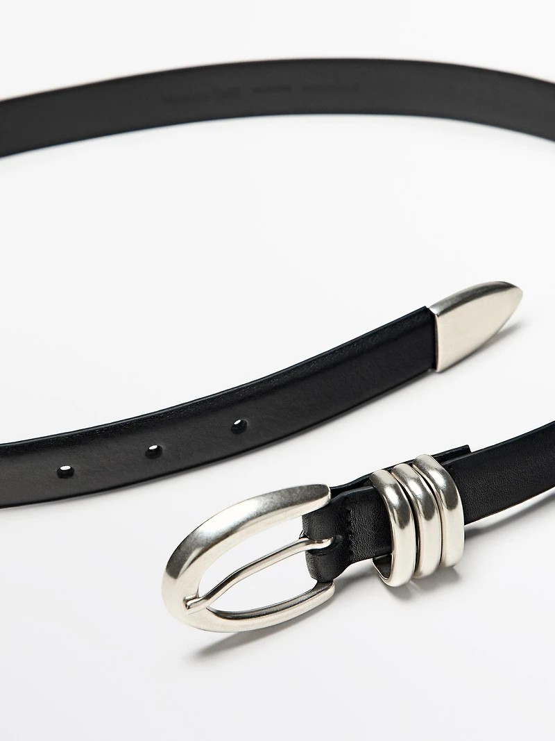 Ceinture en cuir nappa avec pièces métalliques