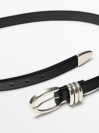 Ceinture en cuir nappa avec pièces métalliques