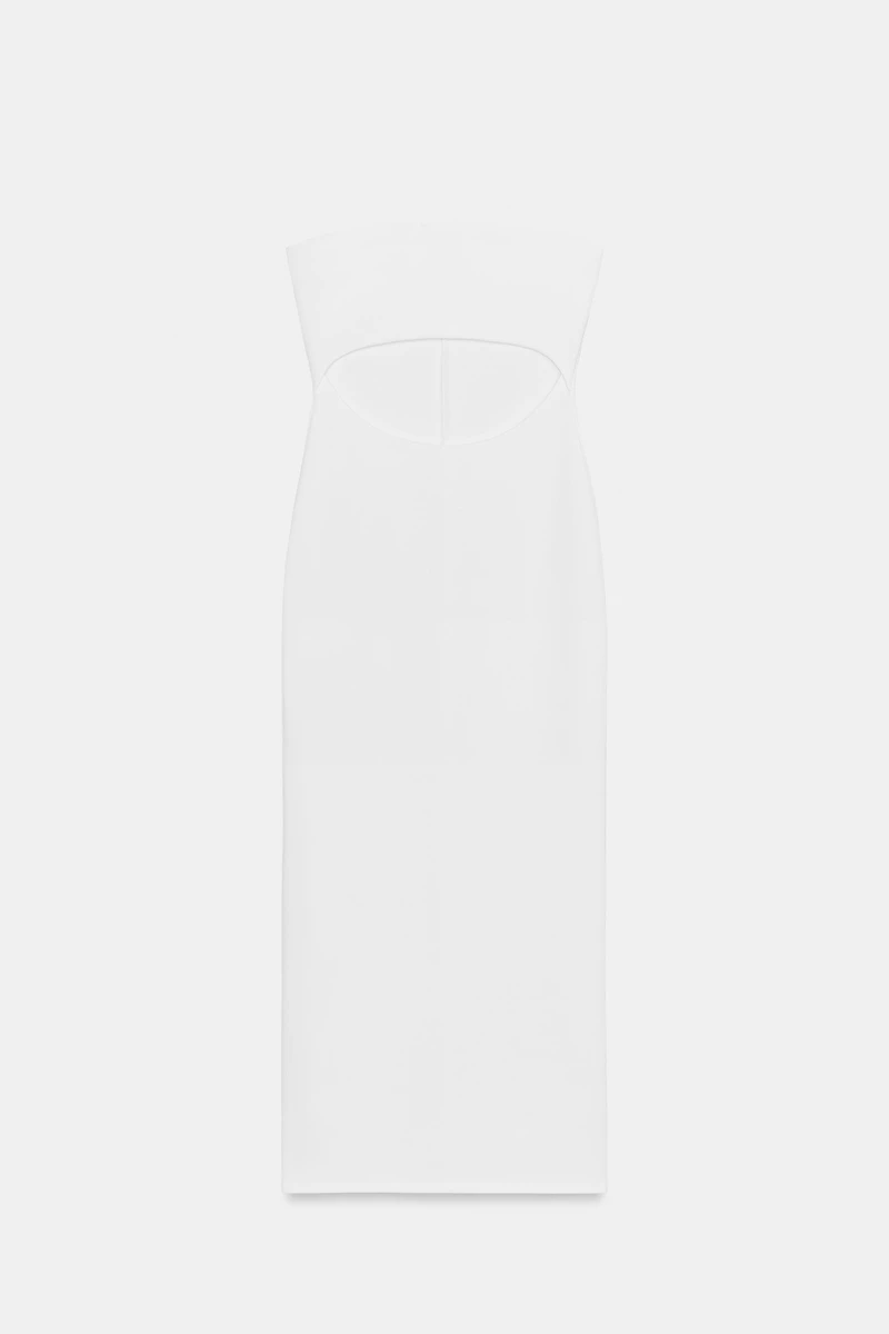 STRETCH KNIT CUT-OUT MIDI DRESS