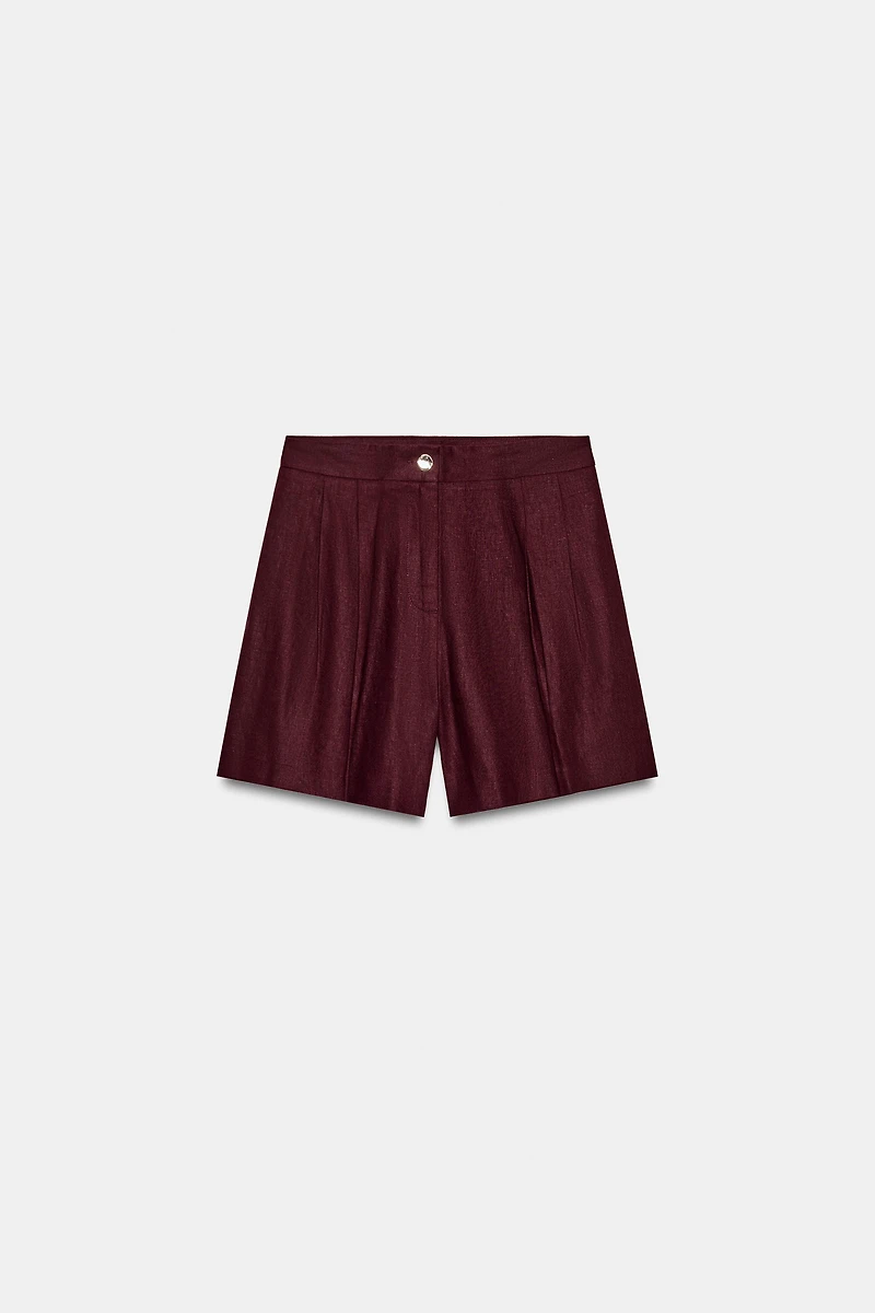 LINEN PLEATED SHORTS