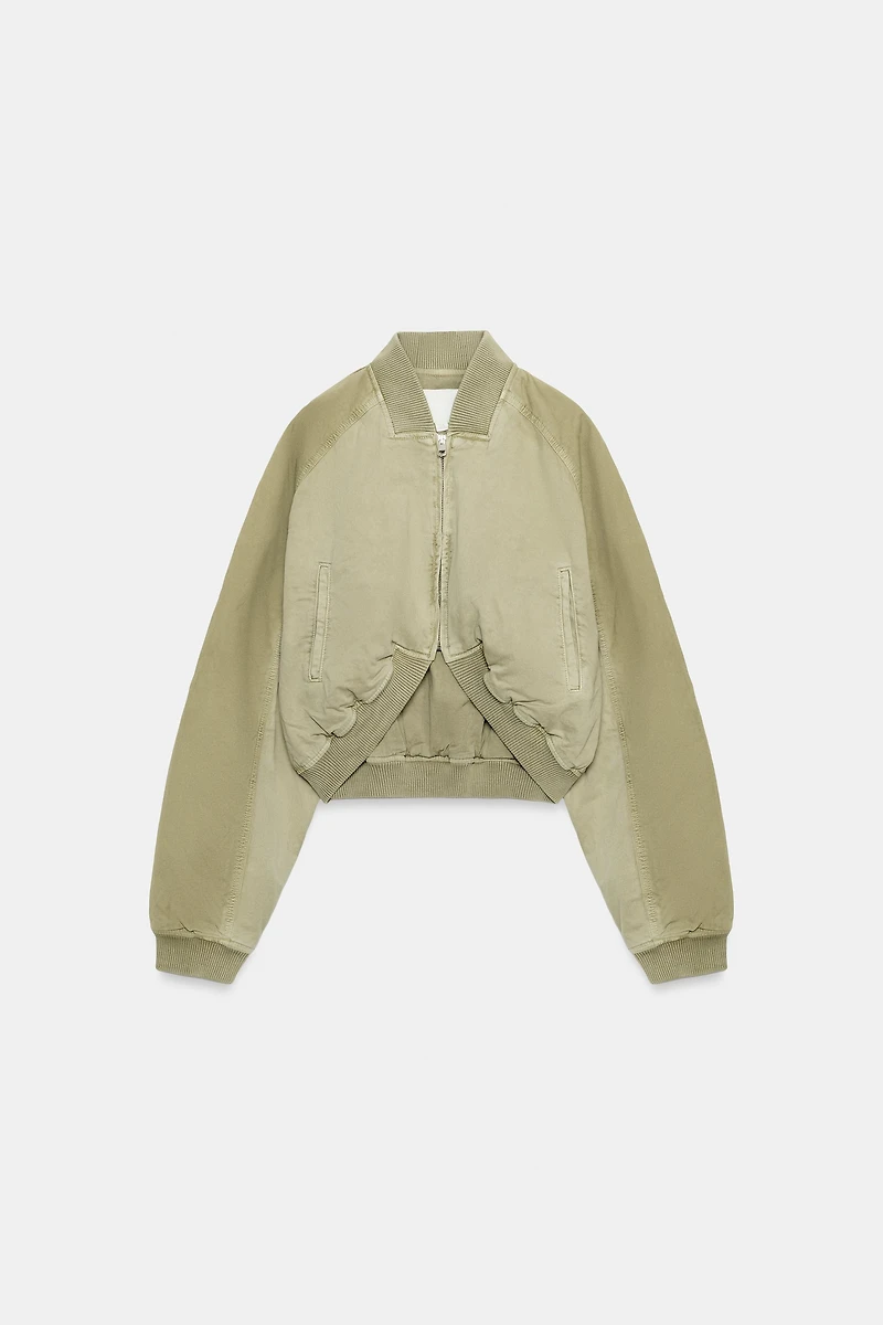 WASHED EFFECT BOMBER JACKET