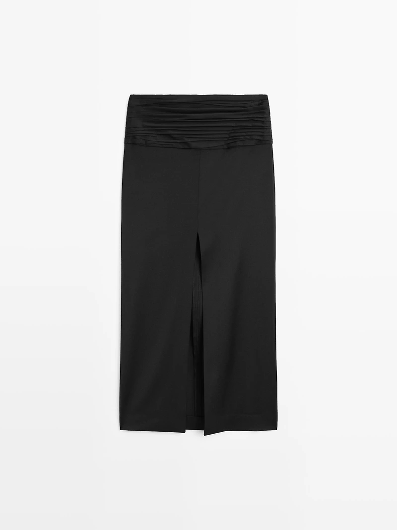 Straight midi skirt with gathered sash - STUDIO