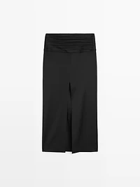 Straight midi skirt with gathered sash - STUDIO