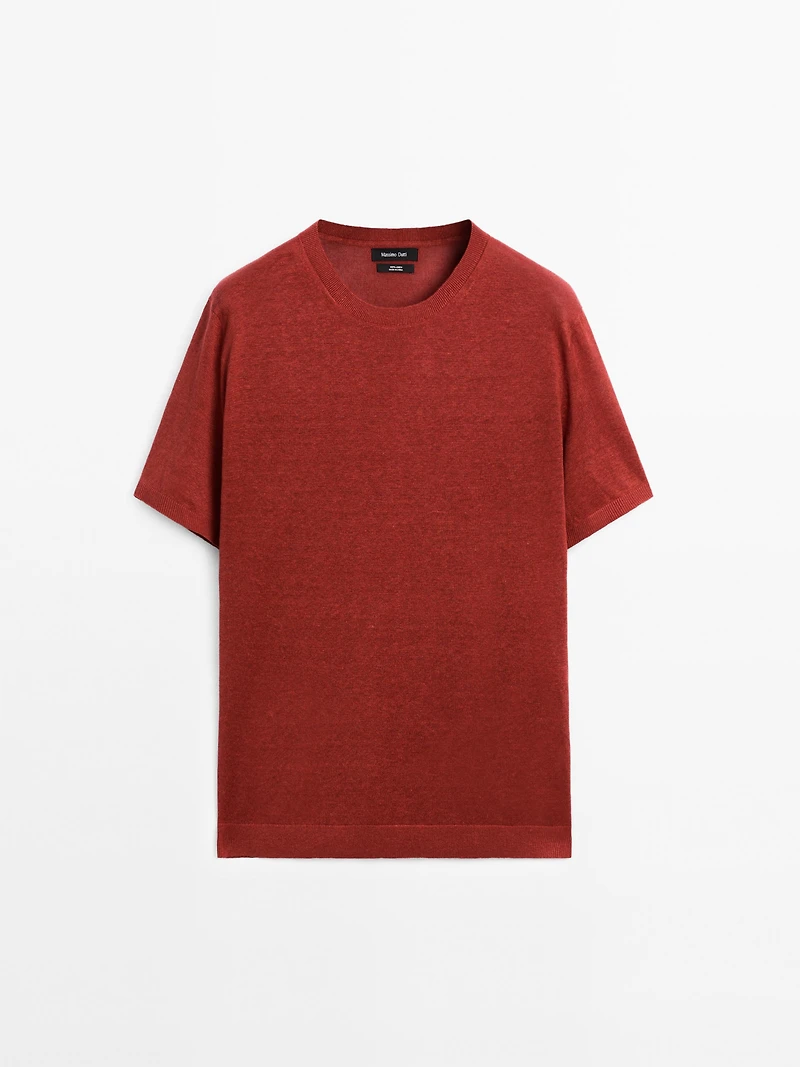 T-shirt en maille à manches courtes 100 % lin