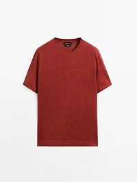 T-shirt en maille à manches courtes 100 % lin