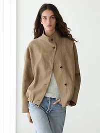 Veste bomber rayée mélange de lin