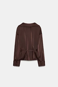 BELTED SATIN EFFECT BLOUSE