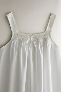 CHEMISE DE NUIT COTON BRETELLES DENTELLE