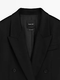 Long double-breasted 100% wool coat