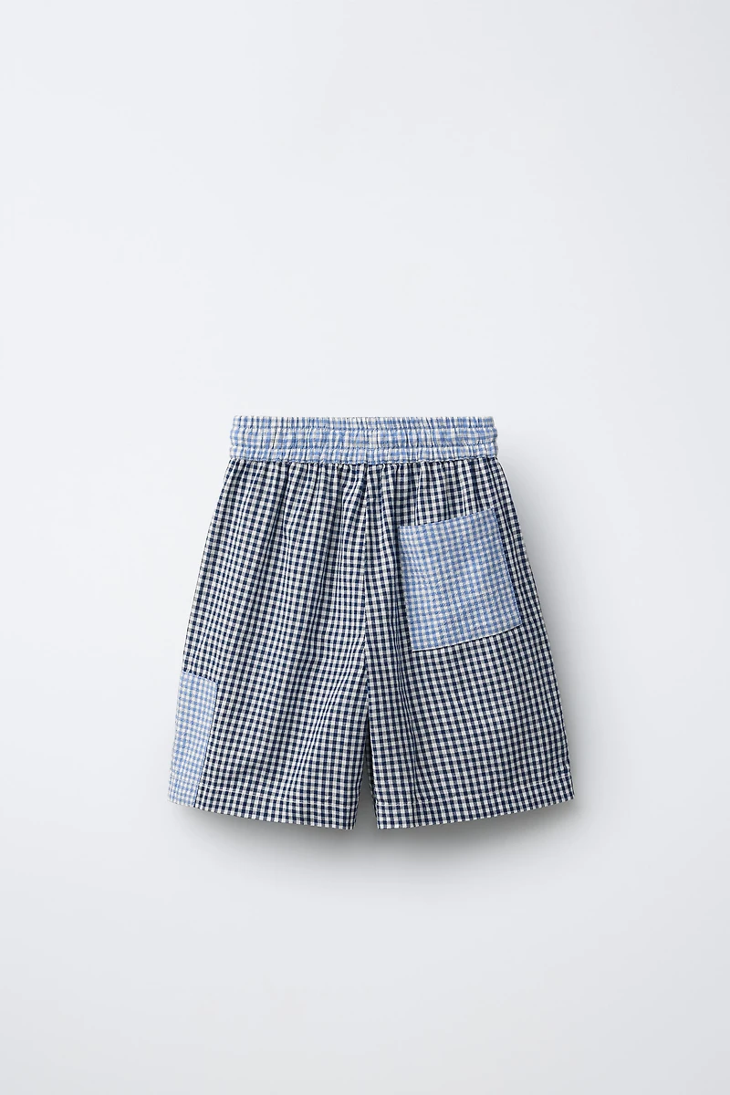SHORT IMPRIMÉ CARREAUX VICHY PATCHWORK