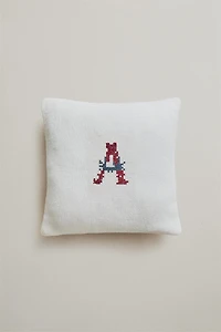 LETTER A EMBROIDERED LINEN CUSHION