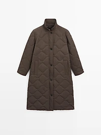 Long water-repellent puffer jacket