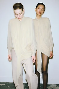 DRAPED SHOULDER PAD BLOUSE ZW COLLECTION LIMITED EDITION