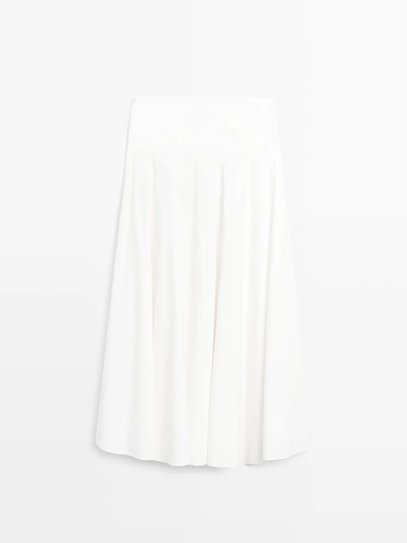 100% cotton midi skirt with yoke detail