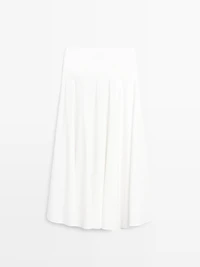 100% cotton midi skirt with yoke detail