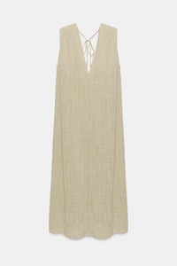 WRINKLED EFFECT GAUZE MIDI DRESS