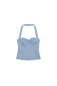 POLKA DOT ROUND NECK HALTER TOP