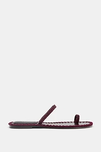 BEADED TOPSTITCHED SANDALS