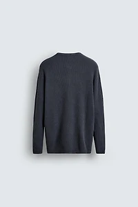 WASHED BUTTON NECK SWEATER