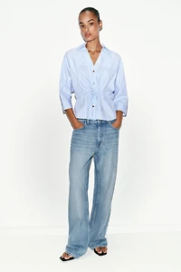 CHEMISE À RAYURES AVEC LACETS