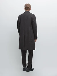 100% wool long coat with lapel collar